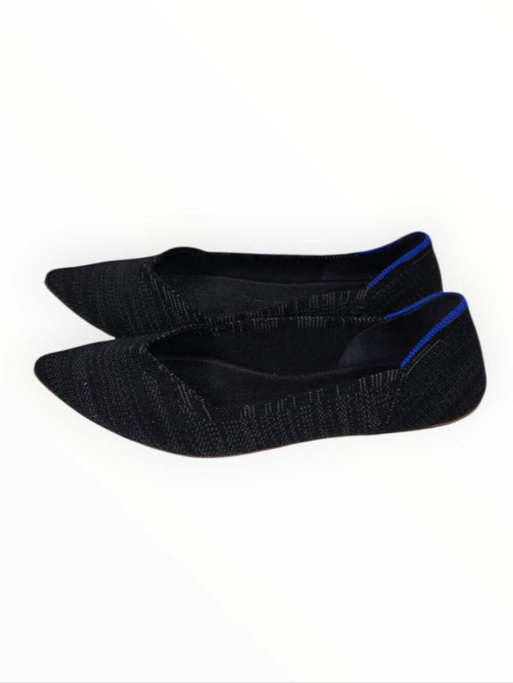 Rothy's 6.5 Black charcoal stripe Pointed Knit ballet Flats